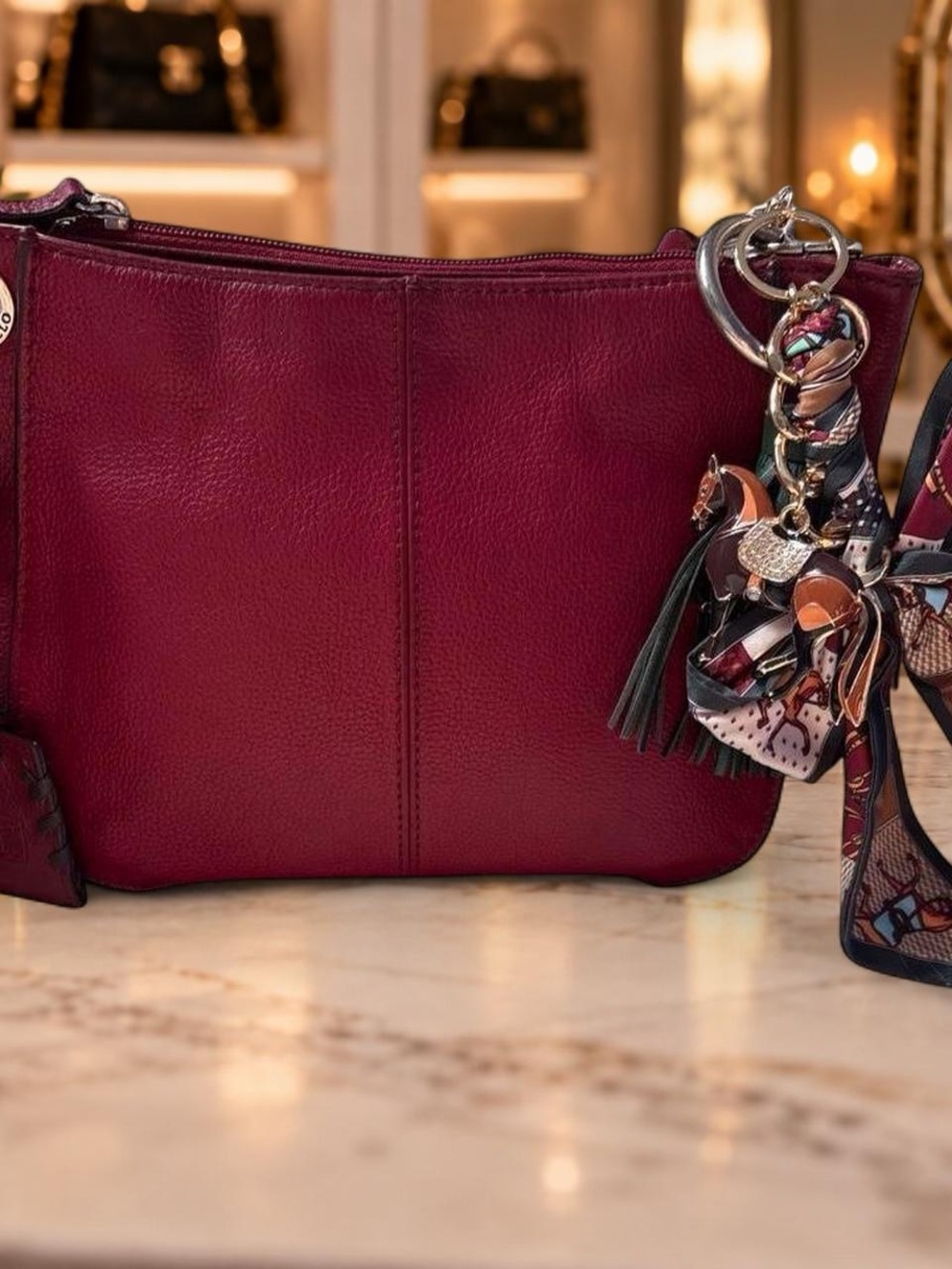 Tignanello Leather Hobo Bag in Red
